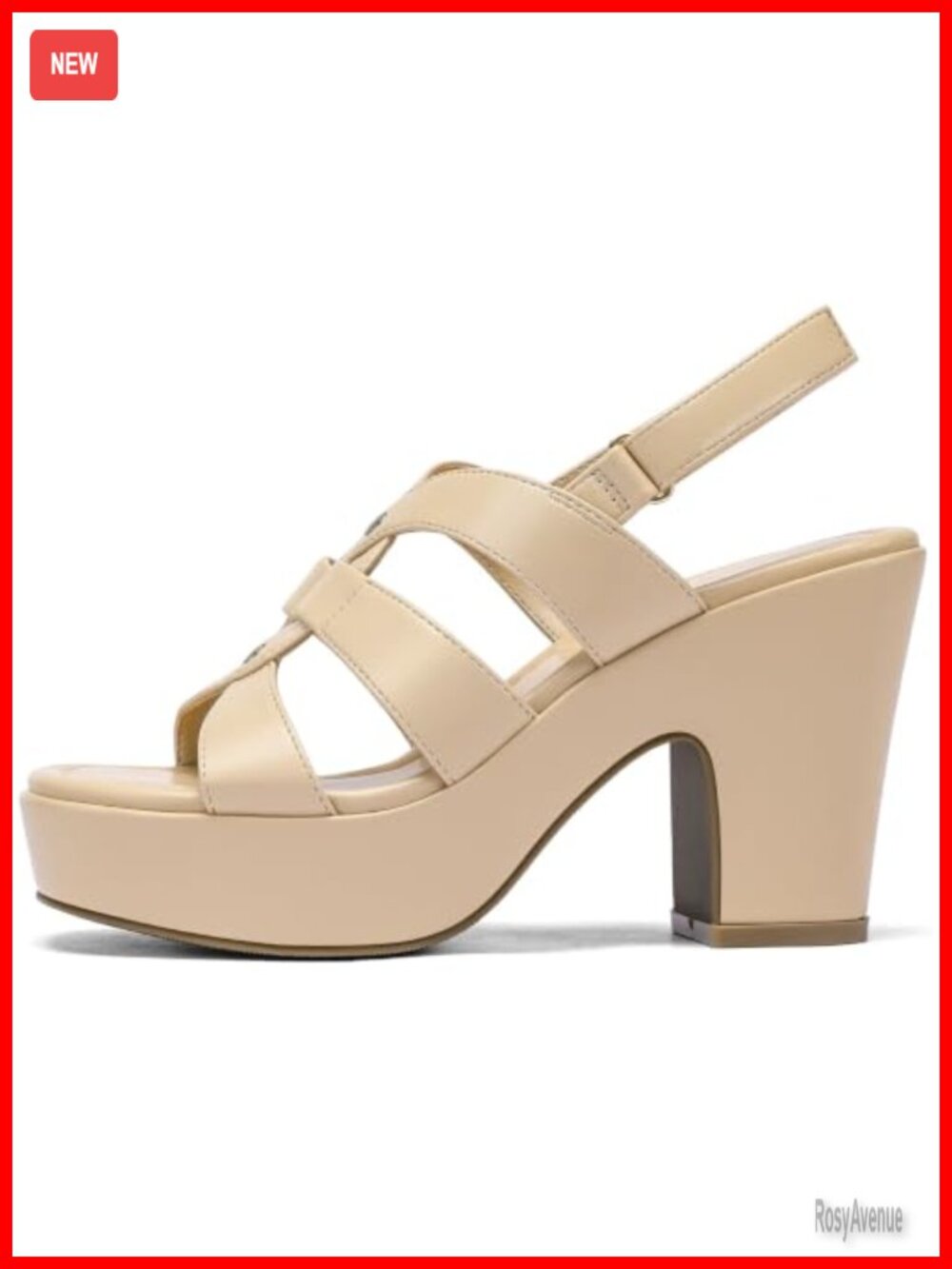 DOBOLIN Chunky Platform High Heels Women 4" Block Heeled Sandals Faux Leather